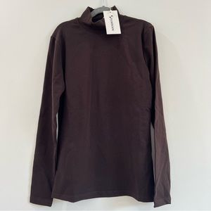 Stylesock Turtleneck Shirt Long Sleeve‎ Women Brown Size Small